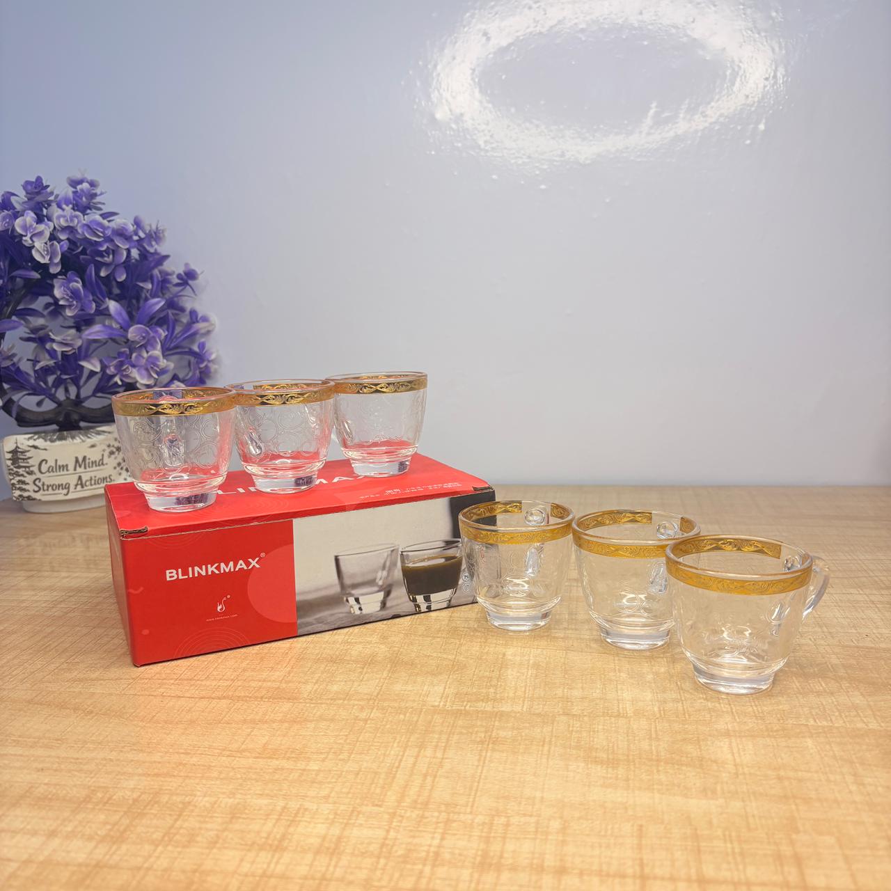 AM7742 Premium Crystal Mini Glassware Tea Cup Set of 6 Pieces for Stylish Serving