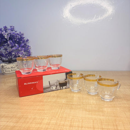 AM7742 Premium Crystal Mini Glassware Tea Cup Set of 6 Pieces for Stylish Serving
