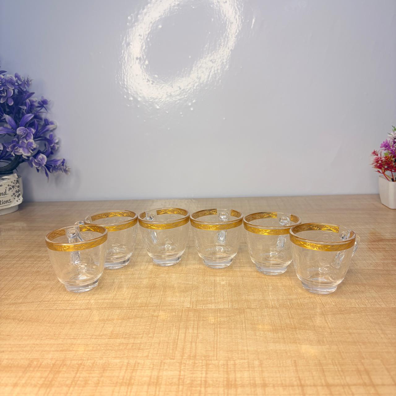 AM7742 Premium Crystal Mini Glassware Tea Cup Set of 6 Pieces for Stylish Serving