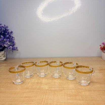 AM7742 Premium Crystal Mini Glassware Tea Cup Set of 6 Pieces for Stylish Serving