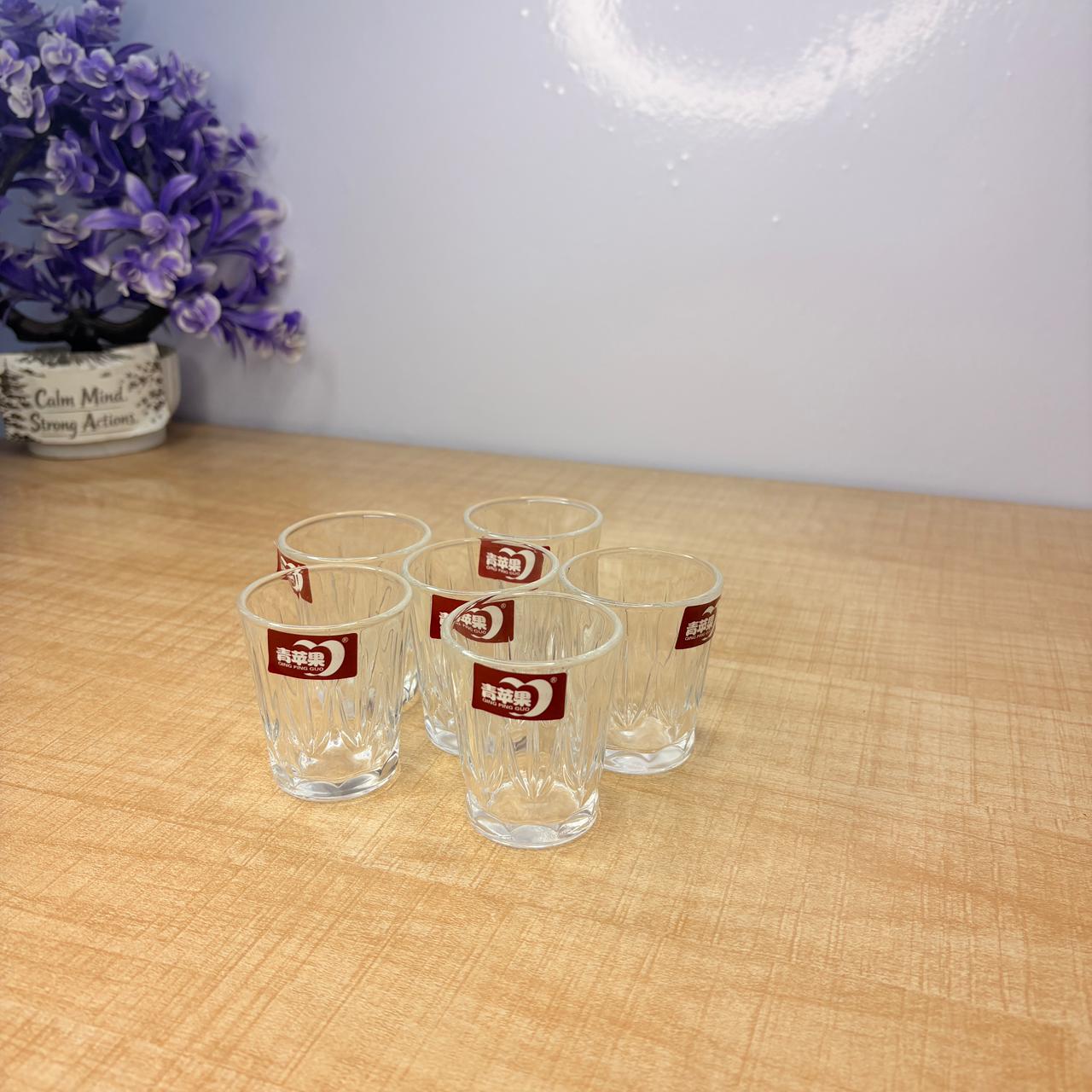 AM7743 qing ping guo crystal clear deli shot glasses set of six premium quality glassware