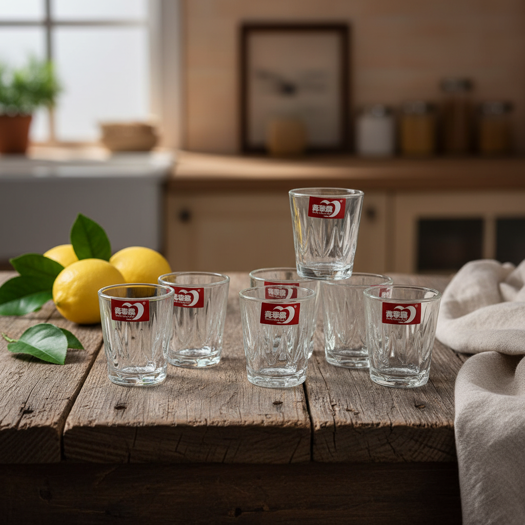 AM7743 qing ping guo crystal clear deli shot glasses set of six premium quality glassware