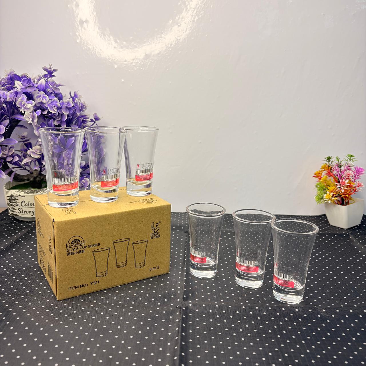 AM7747 Qianli Clear Glass Shot Glasses Set (6-Piece, Item Y311)