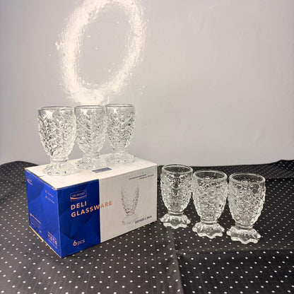 AM7748 Delisoga Premium Crystal Clear 35ml Shot Glasses - Textured Fish Scale Pattern, Set of 6