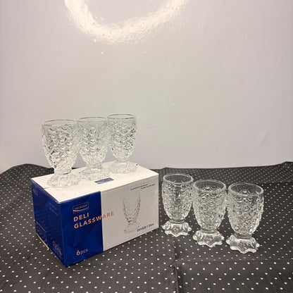 AM7748 Delisoga Premium Crystal Clear 35ml Shot Glasses - Textured Fish Scale Pattern, Set of 6