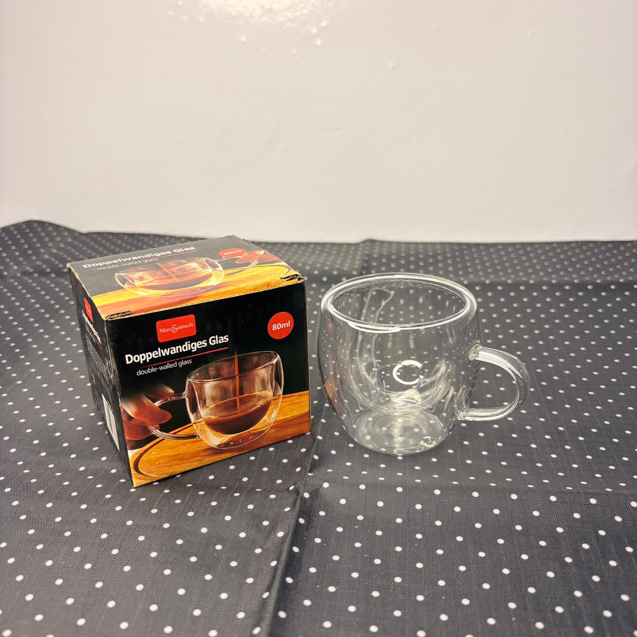 AM7749 Marc Samuels 80ml Double-Walled Espresso Glass Mug with Handle