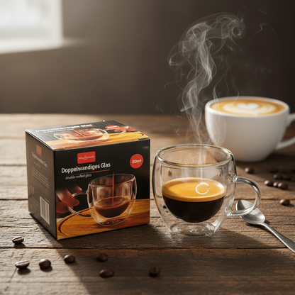 AM7749 Marc Samuels 80ml Double-Walled Espresso Glass Mug with Handle