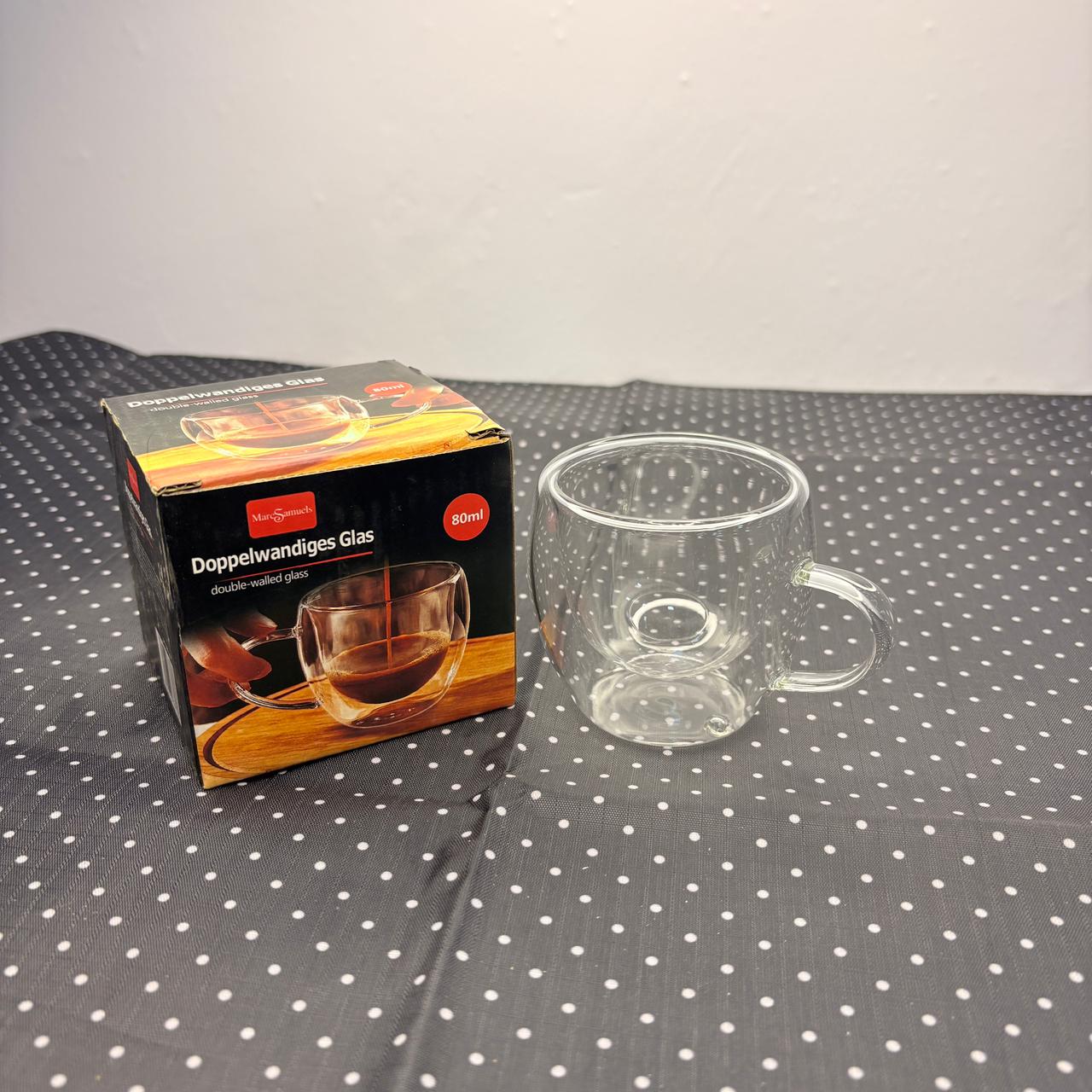 AM7749 Marc Samuels 80ml Double-Walled Espresso Glass Mug with Handle
