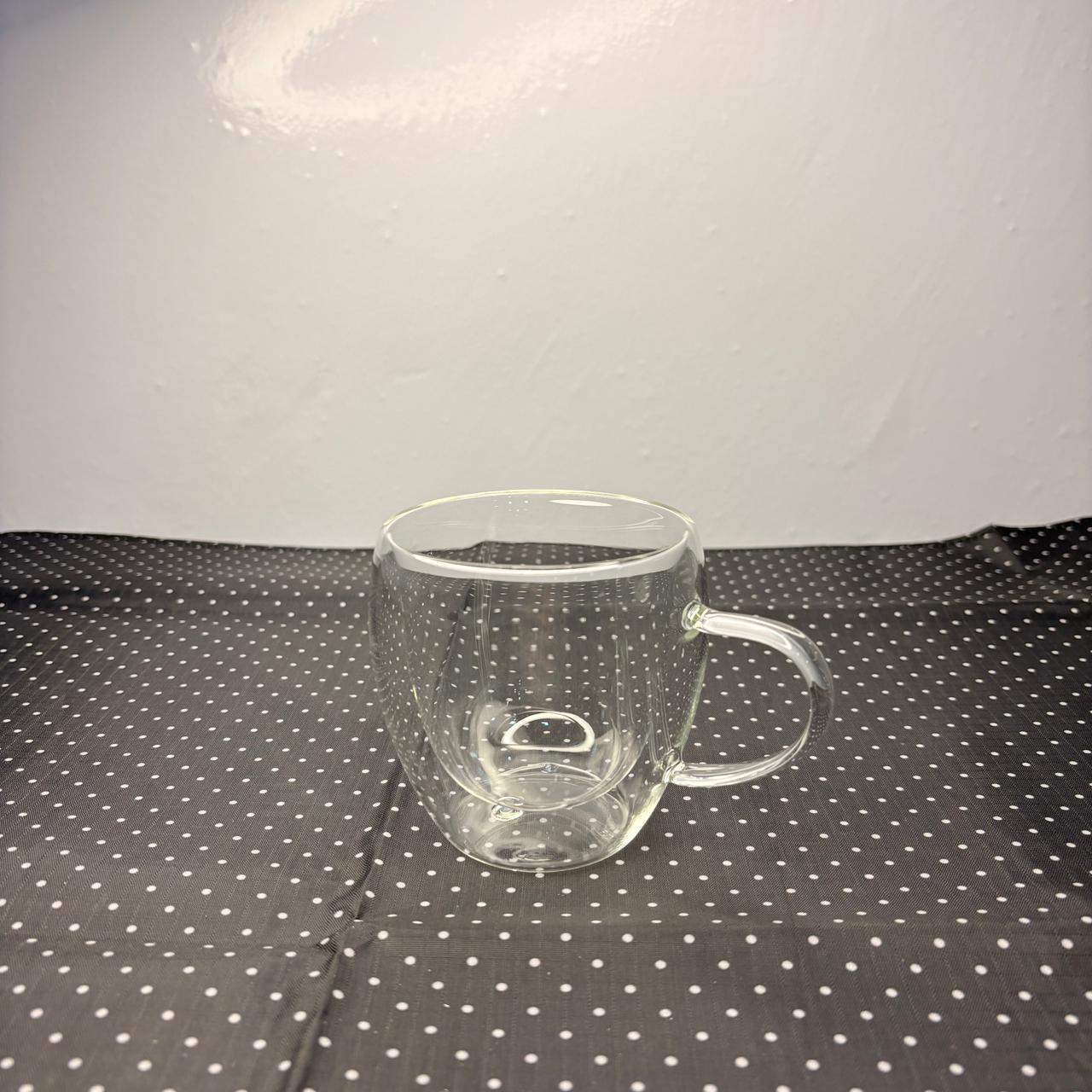 AM7750 250ml Double-Walled Insulated Glass Coffee Mug with Handle (1-Piece)