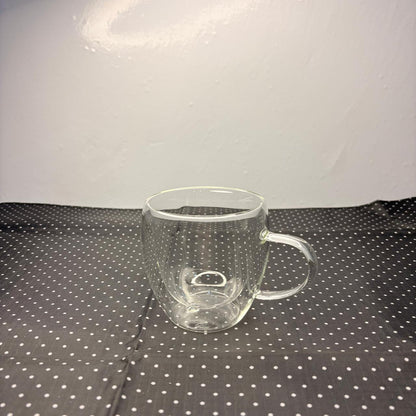 AM7750 250ml Double-Walled Insulated Glass Coffee Mug with Handle (1-Piece)