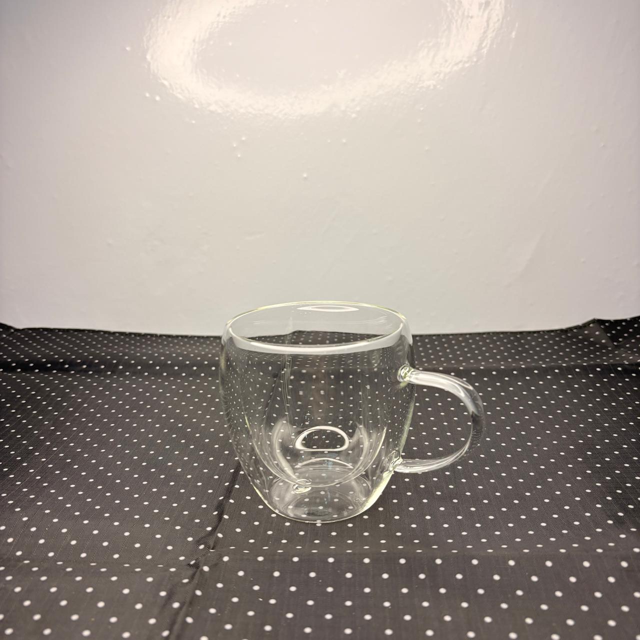 AM7750 250ml Double-Walled Insulated Glass Coffee Mug with Handle (1-Piece)