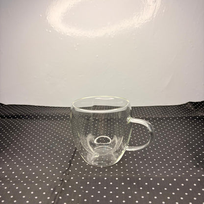 AM7750 250ml Double-Walled Insulated Glass Coffee Mug with Handle (1-Piece)
