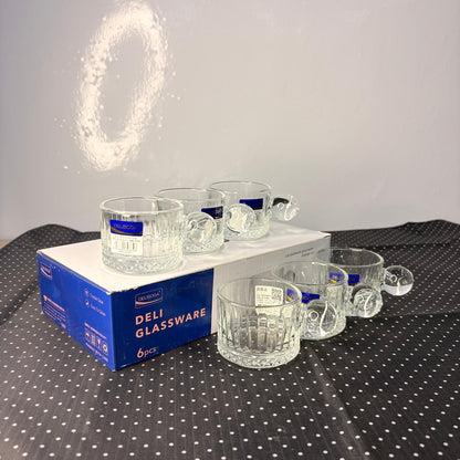 AM7751 Delisoga Premium Crystal Clear Glass Tea & Coffee Mug Set (6 Pieces, 100ml)