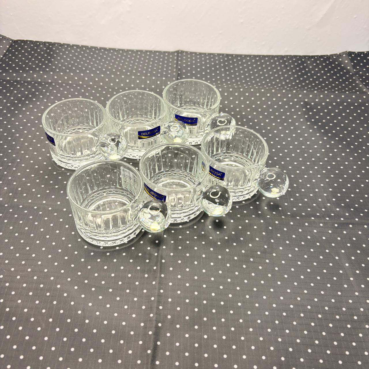 AM7751 Delisoga Premium Crystal Clear Glass Tea & Coffee Mug Set (6 Pieces, 100ml)