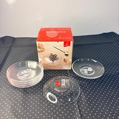 AM7752 Blinkmax 6-Piece Clear Glass Saucer Set for Tea & Coffee
