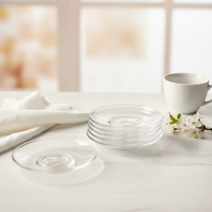 AM7752 Blinkmax 6-Piece Clear Glass Saucer Set for Tea & Coffee