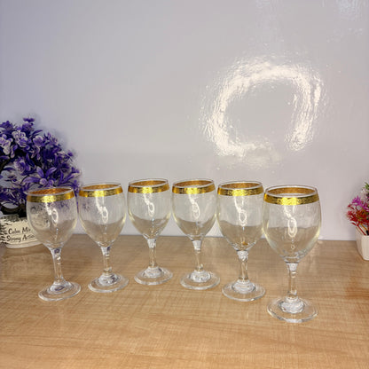 AM7739 Gloreca Elegant Gold-Rimmed Deli Glassware Set of 6 Pieces for Sophisticated Dining
