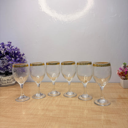 AM7739 Gloreca Elegant Gold-Rimmed Deli Glassware Set of 6 Pieces for Sophisticated Dining