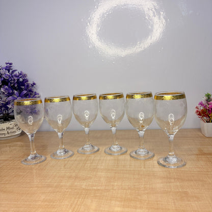 AM7739 Gloreca Elegant Gold-Rimmed Deli Glassware Set of 6 Pieces for Sophisticated Dining
