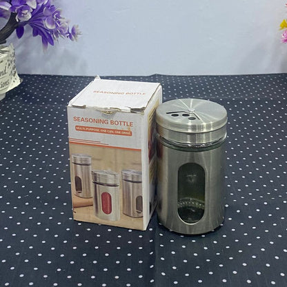 AM7753 Stainless Steel Glass Window Seasoning Dispenser for Modern Kitchen Spice Organization