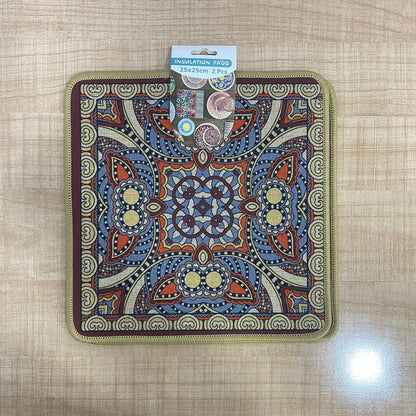 AM7710 VINTAGE PERSIAN PATTERN HEAT RESISTANT INSULATION PAD SET FOR TABLE AND COUNTERTOP PROTECTION