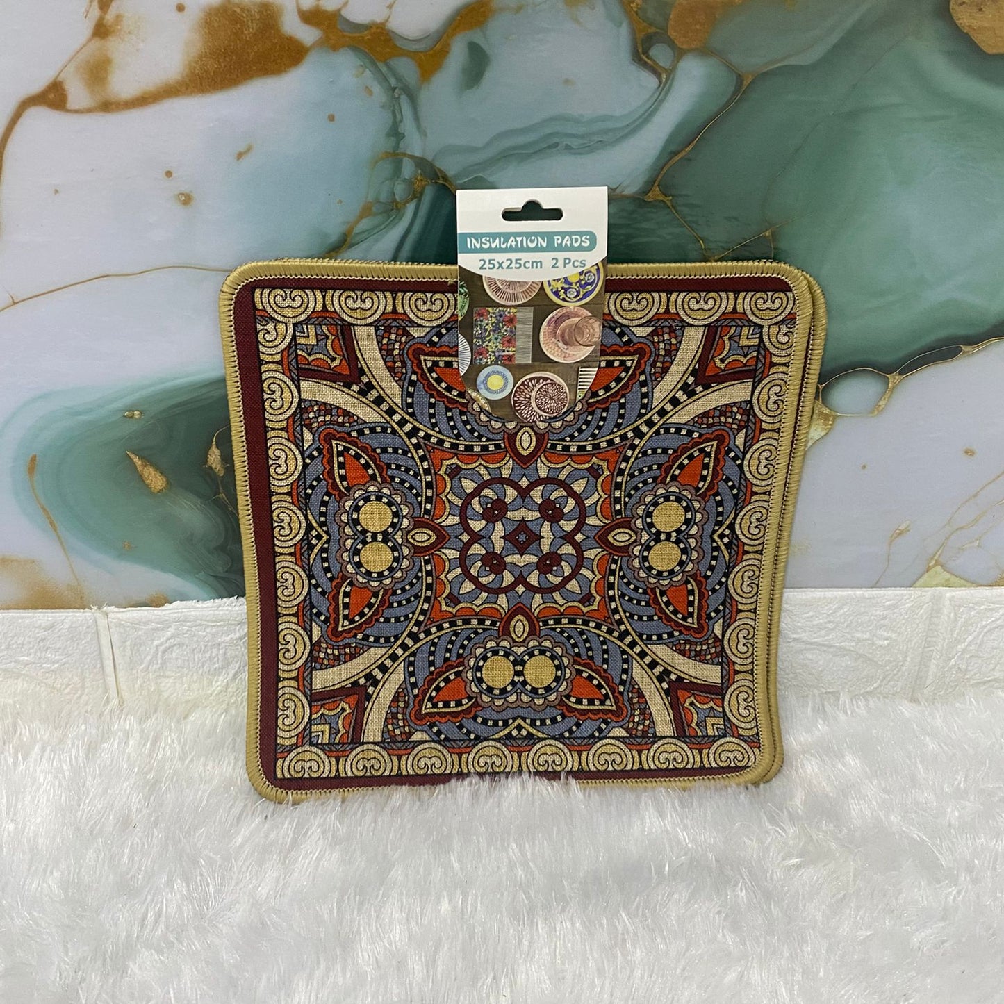 AM7710 VINTAGE PERSIAN PATTERN HEAT RESISTANT INSULATION PAD SET FOR TABLE AND COUNTERTOP PROTECTION