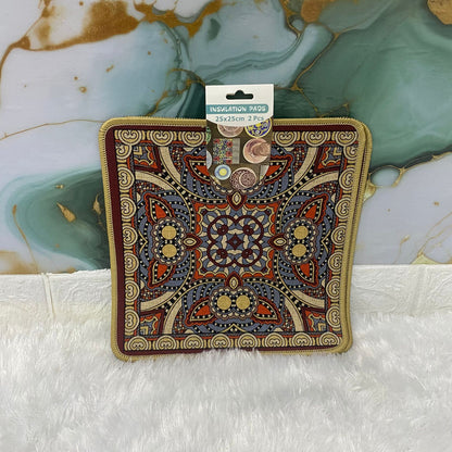 AM7710 VINTAGE PERSIAN PATTERN HEAT RESISTANT INSULATION PAD SET FOR TABLE AND COUNTERTOP PROTECTION