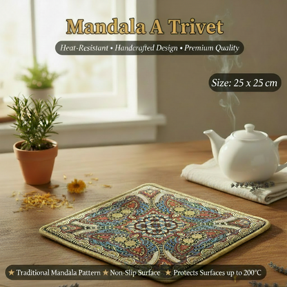 AM7710 VINTAGE PERSIAN PATTERN HEAT RESISTANT INSULATION PAD SET FOR TABLE AND COUNTERTOP PROTECTION