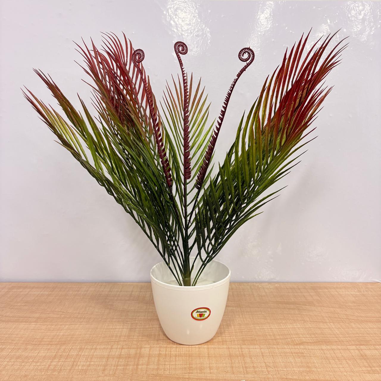 AM7766 Artificial Dual-Tone Fern Plant in White Atlantic Pot (Pack Of 1)