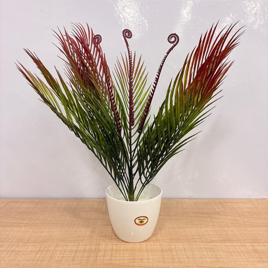 AM7766 Artificial Dual-Tone Fern Plant in White Atlantic Pot (Pack Of 1)