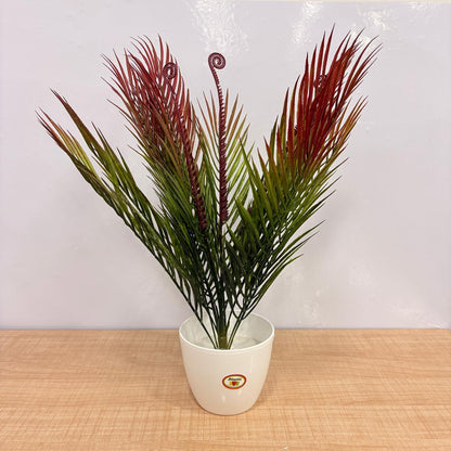 AM7766 Artificial Dual-Tone Fern Plant in White Atlantic Pot (Pack Of 1)