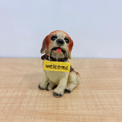 AM7771 Puppy Figurine Set with Hanging "Welcome" Signs (Pack Of 1)