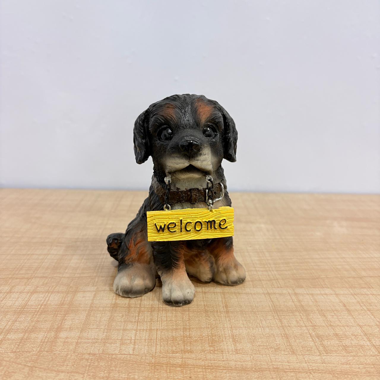 AM7771 Puppy Figurine Set with Hanging "Welcome" Signs (Pack Of 1)