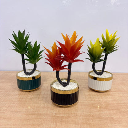 AM7772 Artificial Aloe & Succulent Potted Plants Mix (Pack Of 1)