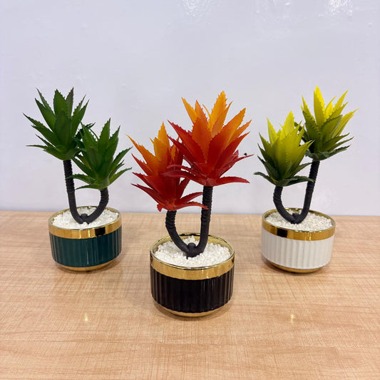 AM7772 Artificial Aloe & Succulent Potted Plants Mix (Pack Of 1)