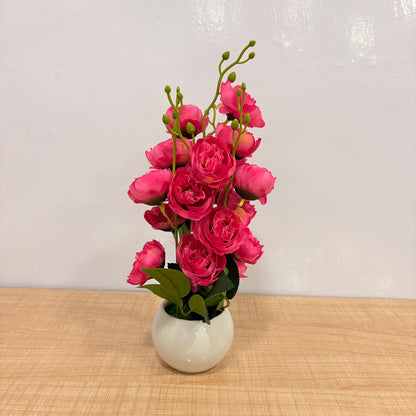 AM7774 Medium Artificial flower arrangements Rose Pots Set (Mix, Pack Of 1)