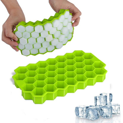 AM7763 Flexible Silicone Ice Cube Tray WIthout Lead, 37 Cubes , Fridge Use