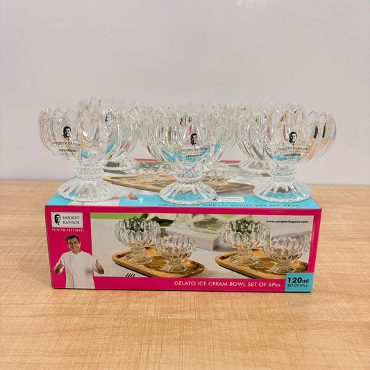AM7787 SANJEEV KAPOOR PREMIUM GELATO ICE CREAM BOWL SET OF 6 ELEGANT GLASS BOWLS