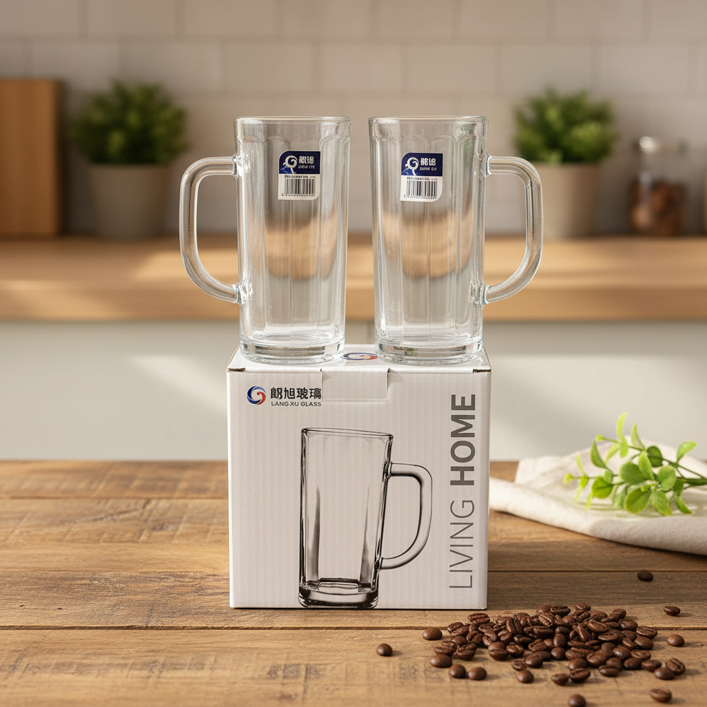 AM7793 LANG XU GLASS BEER MUGS SET OF 2 FOR SERVING COLD BEVERAGES ELEGANTLY