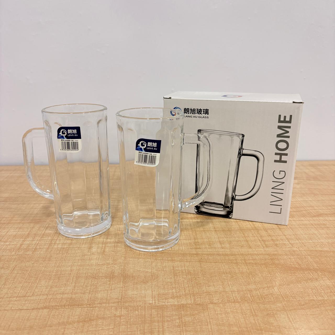 AM7793 LANG XU GLASS BEER MUGS SET OF 2 FOR SERVING COLD BEVERAGES ELEGANTLY