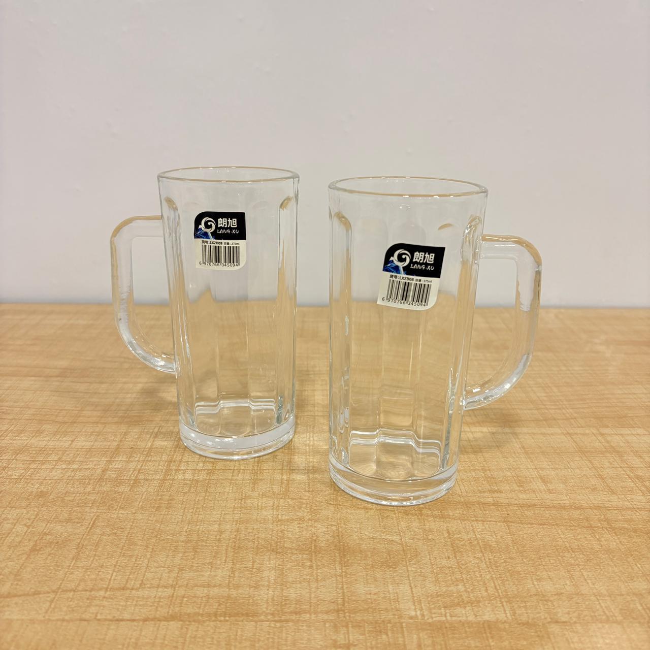AM7793 LANG XU GLASS BEER MUGS SET OF 2 FOR SERVING COLD BEVERAGES ELEGANTLY