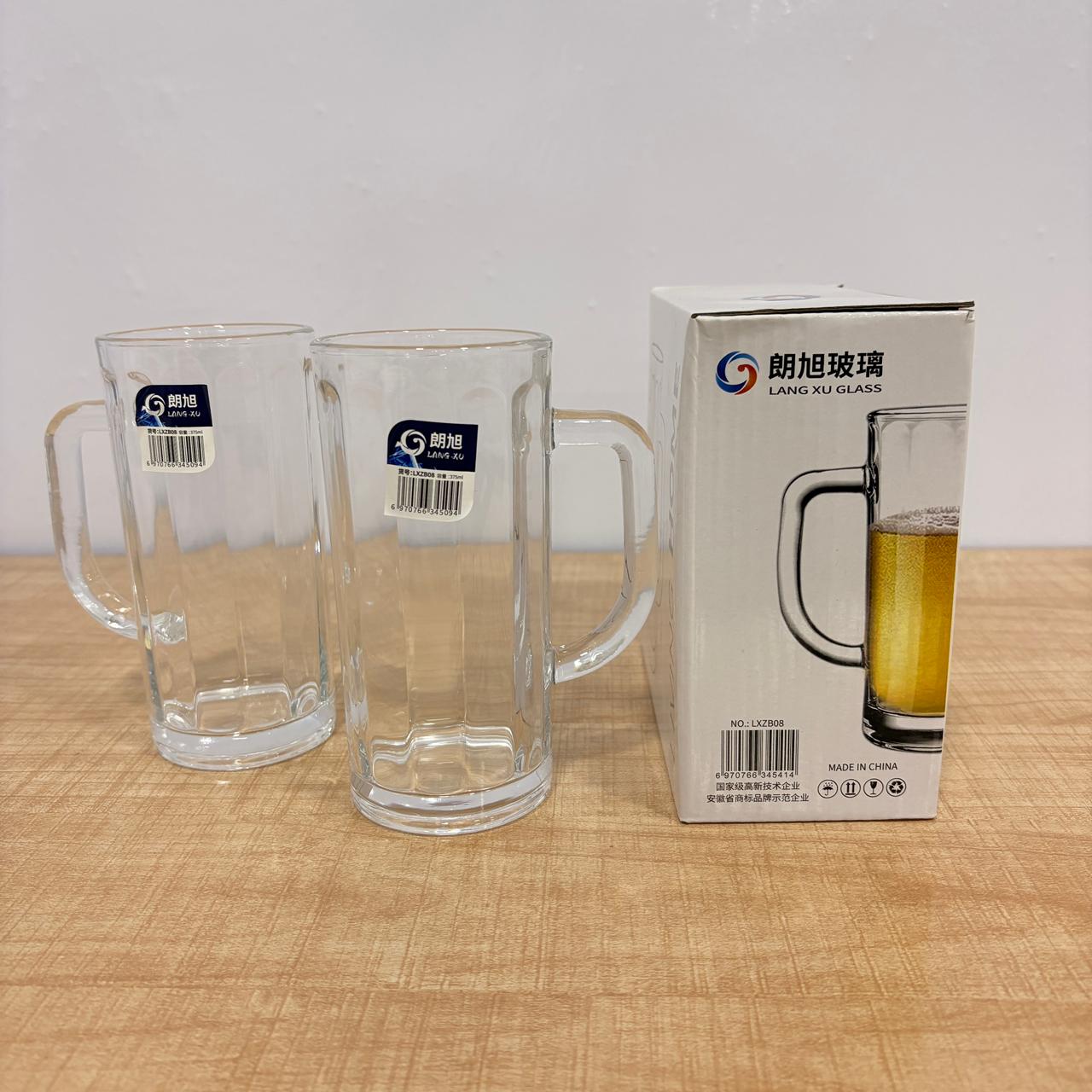 AM7793 LANG XU GLASS BEER MUGS SET OF 2 FOR SERVING COLD BEVERAGES ELEGANTLY