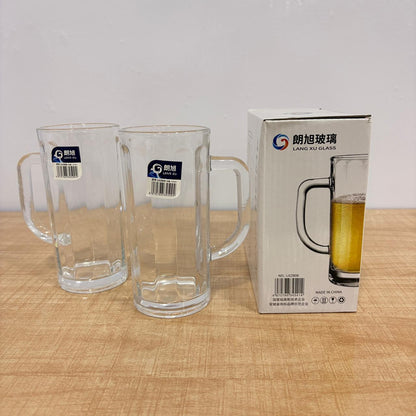 AM7793 LANG XU GLASS BEER MUGS SET OF 2 FOR SERVING COLD BEVERAGES ELEGANTLY