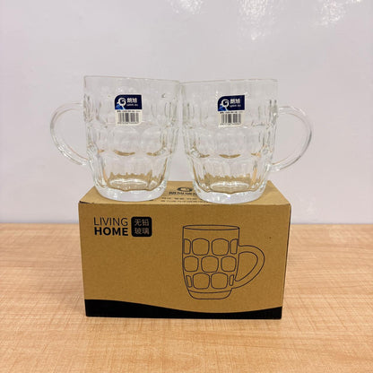 AM7794 LANG XU DIMPLED GLASS MUGS SET OF 2 FOR ELEGANT BEVERAGE SERVING AT HOME