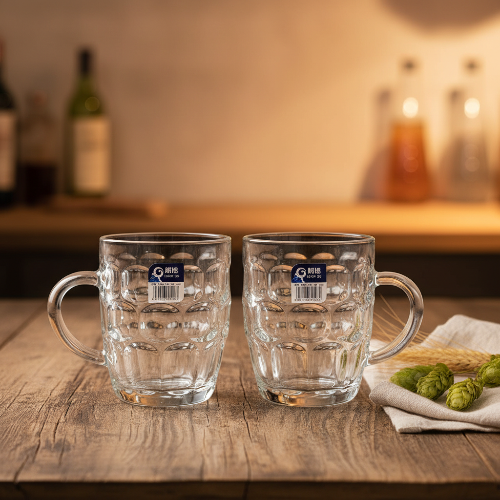 AM7794 LANG XU DIMPLED GLASS MUGS SET OF 2 FOR ELEGANT BEVERAGE SERVING AT HOME