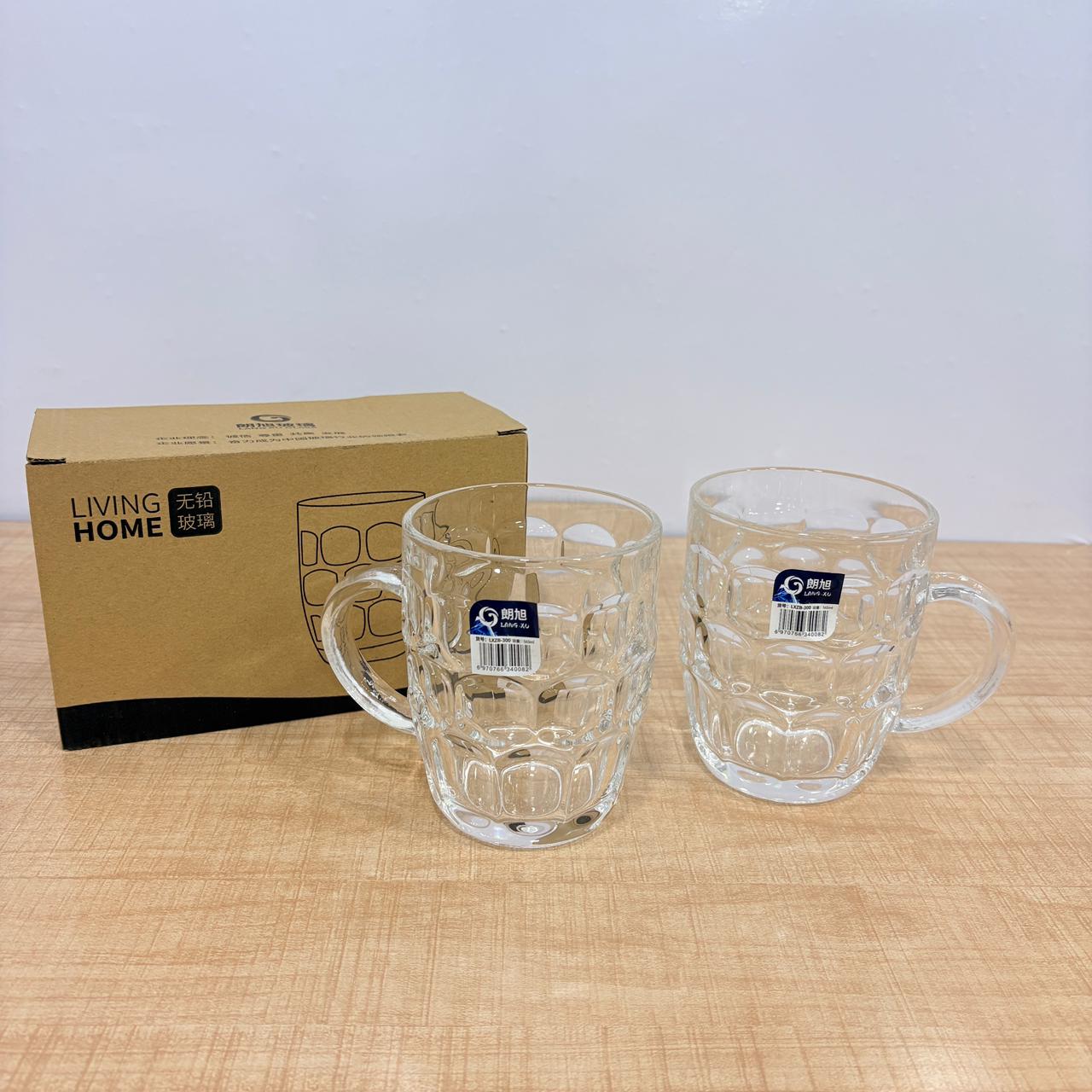 AM7794 LANG XU DIMPLED GLASS MUGS SET OF 2 FOR ELEGANT BEVERAGE SERVING AT HOME