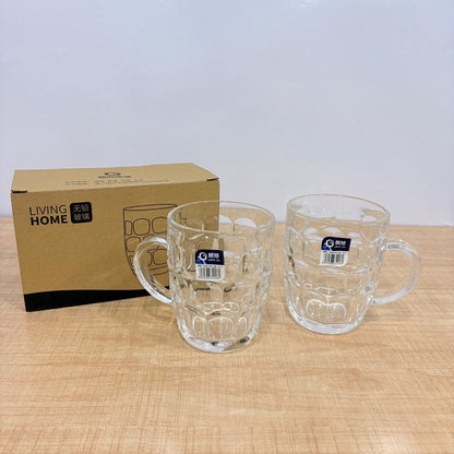 AM7794 LANG XU DIMPLED GLASS MUGS SET OF 2 FOR ELEGANT BEVERAGE SERVING AT HOME