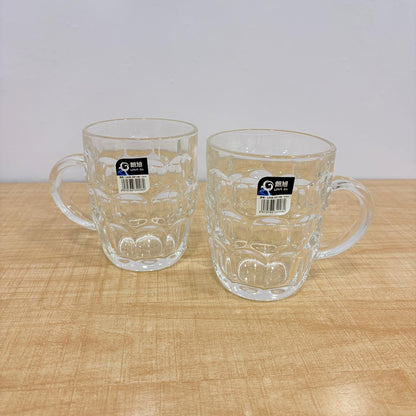 AM7794 LANG XU DIMPLED GLASS MUGS SET OF 2 FOR ELEGANT BEVERAGE SERVING AT HOME