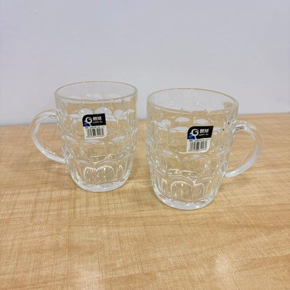 AM7794 LANG XU DIMPLED GLASS MUGS SET OF 2 FOR ELEGANT BEVERAGE SERVING AT HOME