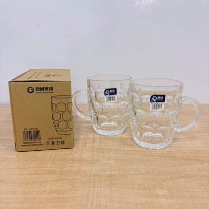 AM7794 LANG XU DIMPLED GLASS MUGS SET OF 2 FOR ELEGANT BEVERAGE SERVING AT HOME